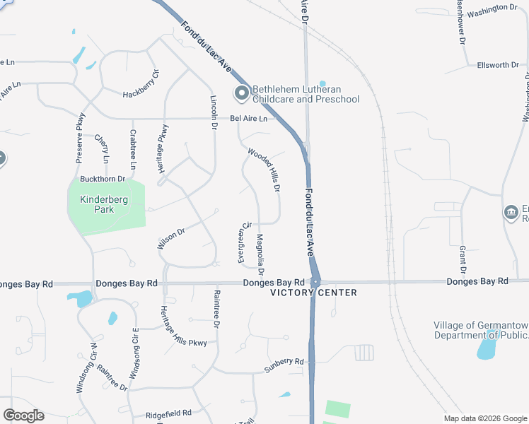 map of restaurants, bars, coffee shops, grocery stores, and more near W142N10530 Magnolia Drive in Germantown