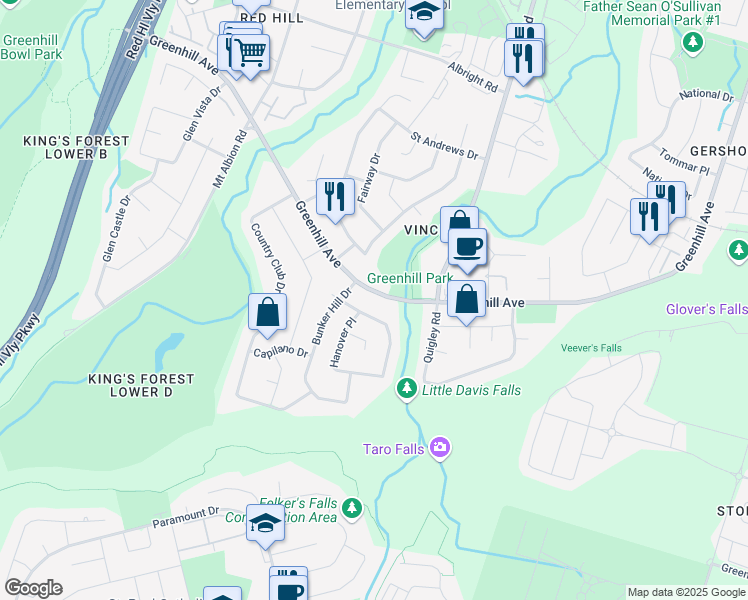 map of restaurants, bars, coffee shops, grocery stores, and more near 562 Greenhill Avenue in Hamilton