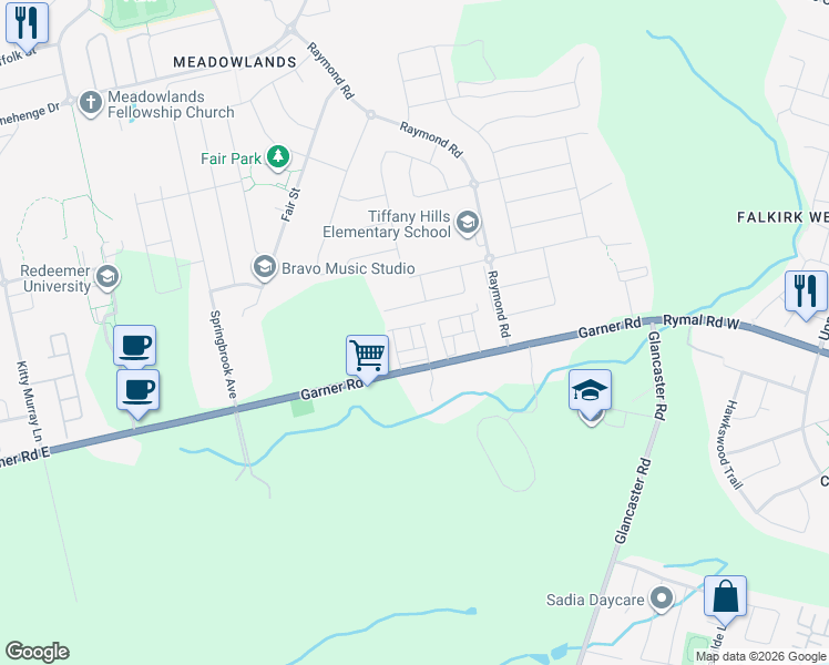 map of restaurants, bars, coffee shops, grocery stores, and more near 31 Dresser Lane in Hamilton