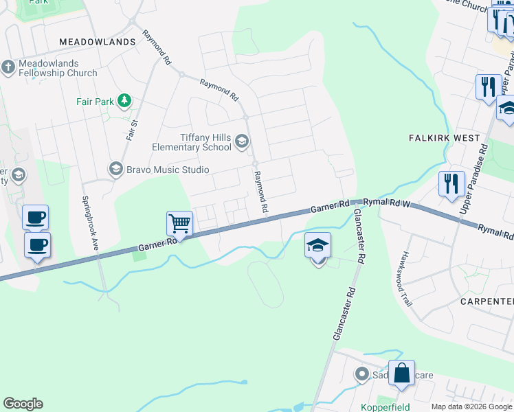 map of restaurants, bars, coffee shops, grocery stores, and more near 335 Raymond Road in Hamilton