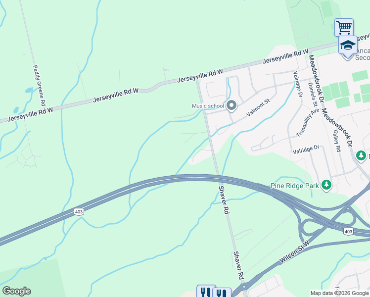 map of restaurants, bars, coffee shops, grocery stores, and more near 18 Elder Crescent in Hamilton