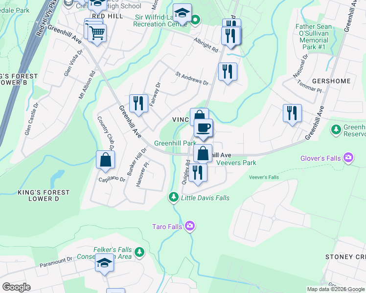 map of restaurants, bars, coffee shops, grocery stores, and more near in Hamilton