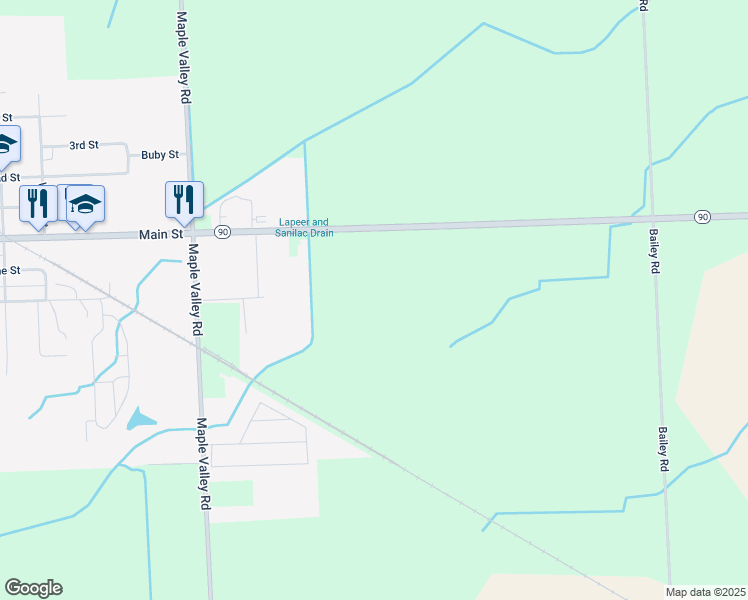 map of restaurants, bars, coffee shops, grocery stores, and more near in Brown City