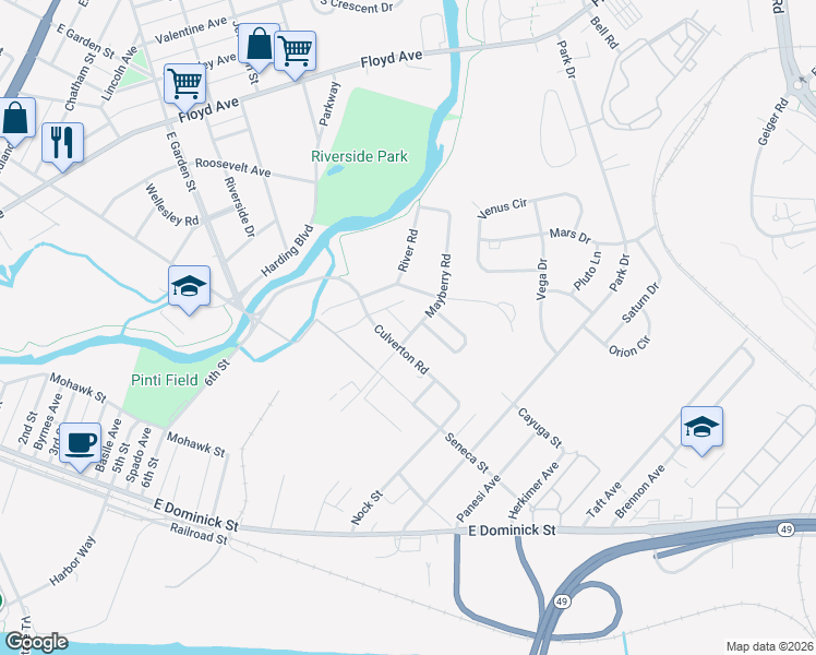 map of restaurants, bars, coffee shops, grocery stores, and more near 407 Mayberry Road in Rome