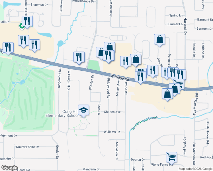 map of restaurants, bars, coffee shops, grocery stores, and more near 49 Ridgewood Road in Rochester