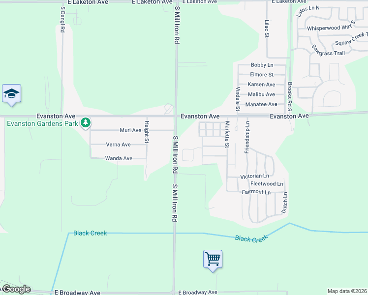 map of restaurants, bars, coffee shops, grocery stores, and more near 3635 Easy Circle in Muskegon