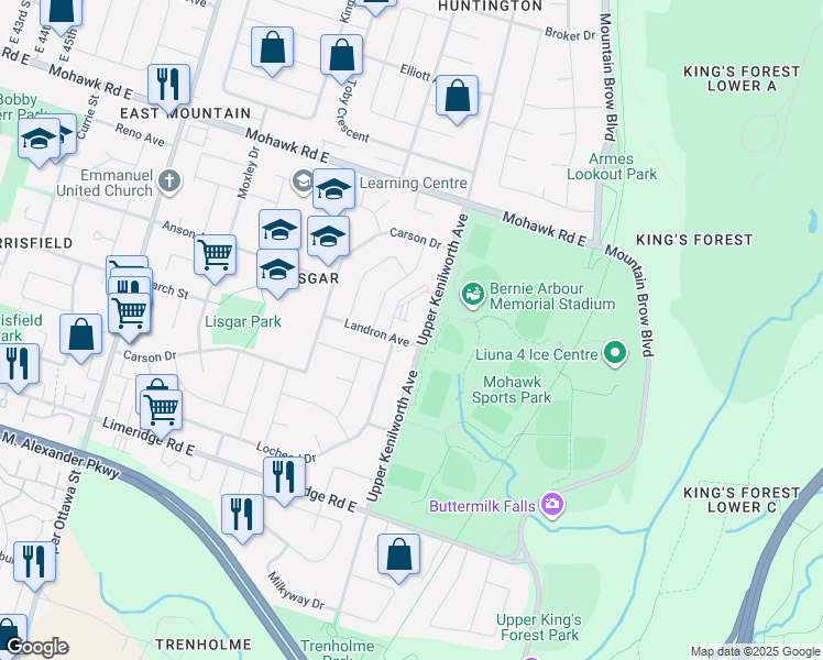 map of restaurants, bars, coffee shops, grocery stores, and more near 700 Upper Kenilworth Avenue in Hamilton