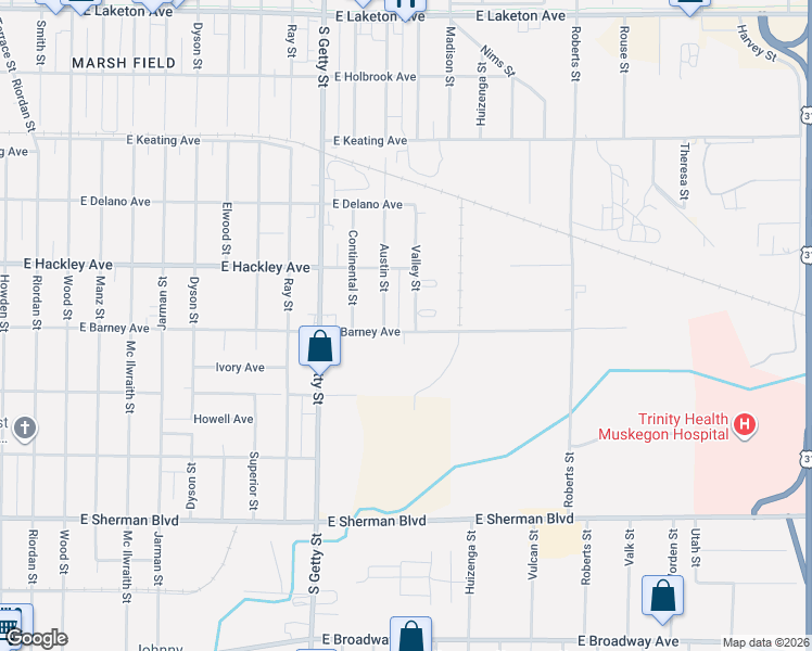 map of restaurants, bars, coffee shops, grocery stores, and more near 2295 Valley Street in Norton Shores