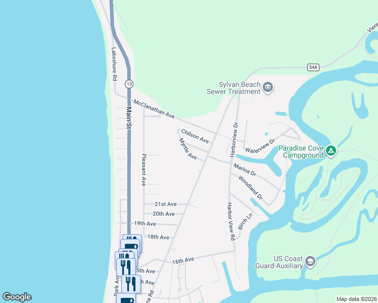 map of restaurants, bars, coffee shops, grocery stores, and more near 699 Myrtle Avenue in Blossvale