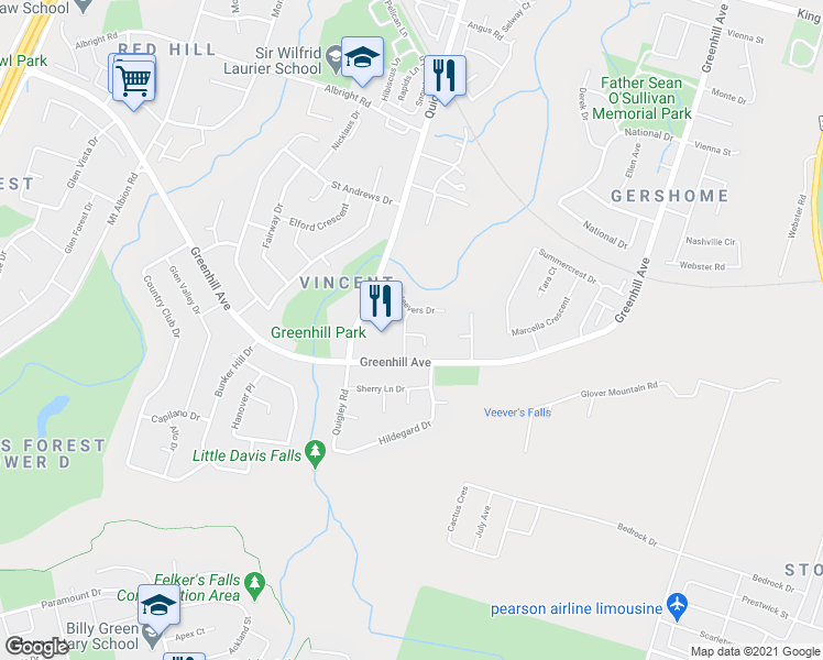 map of restaurants, bars, coffee shops, grocery stores, and more near 22 Ambrose Avenue in Hamilton