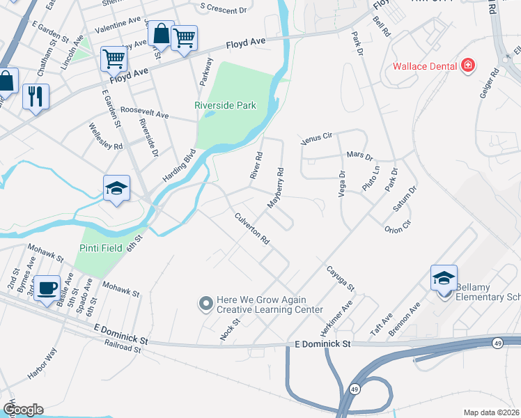map of restaurants, bars, coffee shops, grocery stores, and more near 407 Mayberry Road in Rome