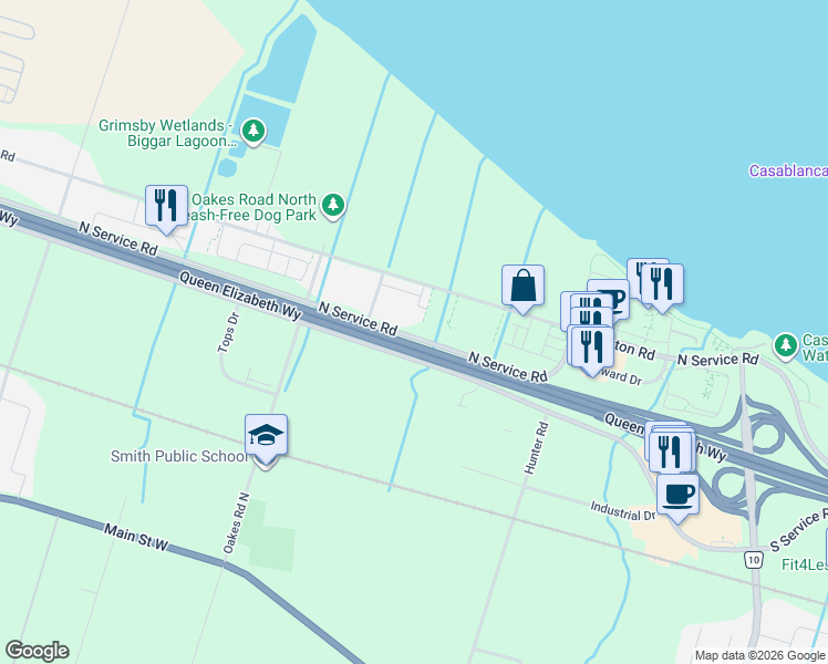 map of restaurants, bars, coffee shops, grocery stores, and more near in Grimsby