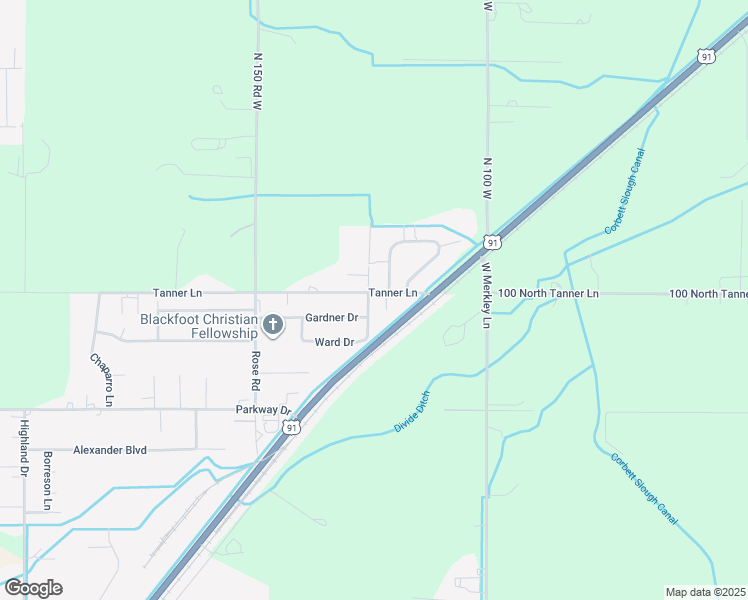map of restaurants, bars, coffee shops, grocery stores, and more near 2704 Northland Avenue in Blackfoot