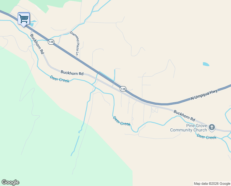map of restaurants, bars, coffee shops, grocery stores, and more near 939 Buckhorn Road in Roseburg