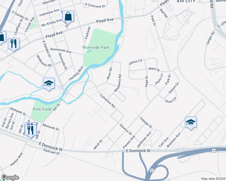 map of restaurants, bars, coffee shops, grocery stores, and more near 407 Mayberry Road in Rome