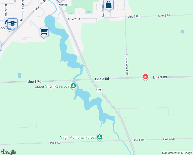 map of restaurants, bars, coffee shops, grocery stores, and more near 2 Line 3 Road in Niagara-on-the-Lake