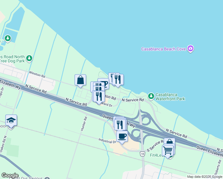 map of restaurants, bars, coffee shops, grocery stores, and more near in Grimsby