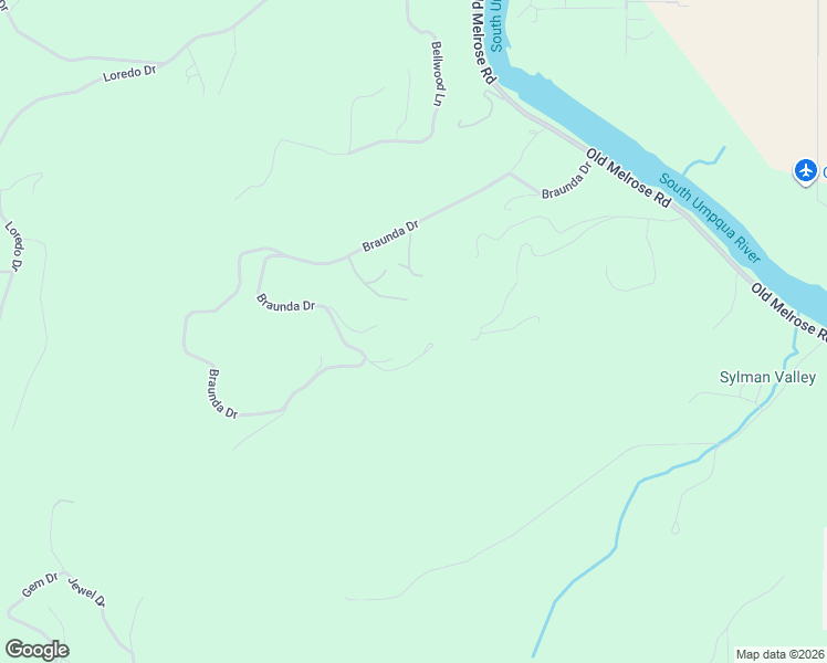 map of restaurants, bars, coffee shops, grocery stores, and more near 225 Summit Ridge Lane in Roseburg