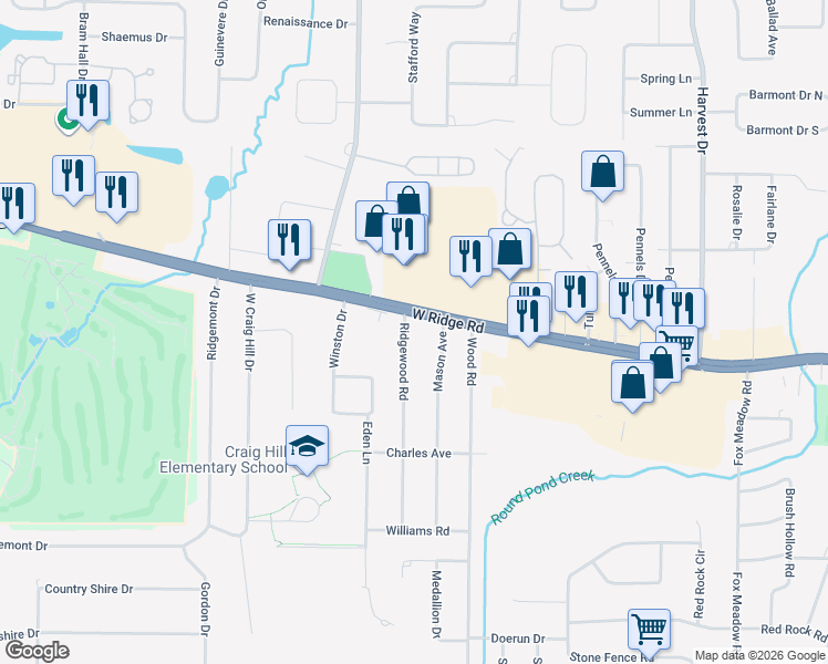 map of restaurants, bars, coffee shops, grocery stores, and more near 49 Ridgewood Road in Rochester