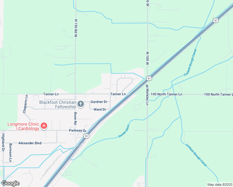 map of restaurants, bars, coffee shops, grocery stores, and more near 2810 Hunters Loop in Blackfoot
