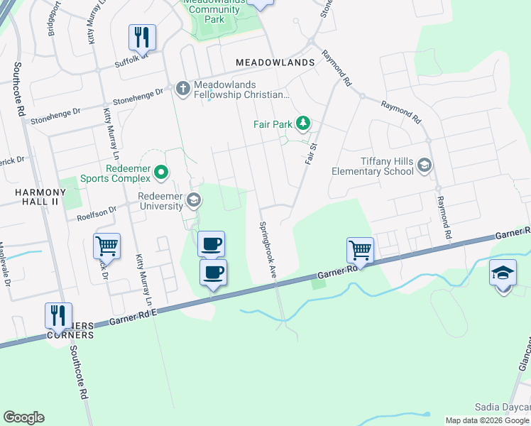 map of restaurants, bars, coffee shops, grocery stores, and more near 4 Lockman Drive in Hamilton