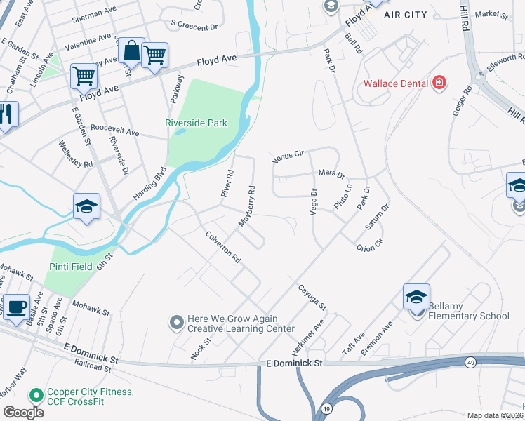 map of restaurants, bars, coffee shops, grocery stores, and more near 526 Millbrook Road in Rome
