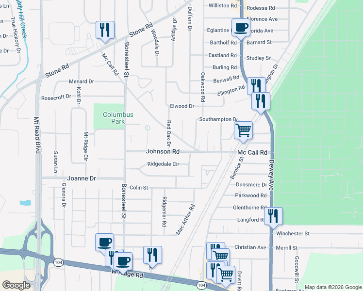 map of restaurants, bars, coffee shops, grocery stores, and more near 22 Heather Lane in Rochester