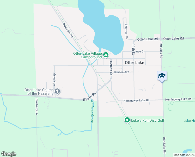map of restaurants, bars, coffee shops, grocery stores, and more near 14510 Washburn Rd in Otter Lake