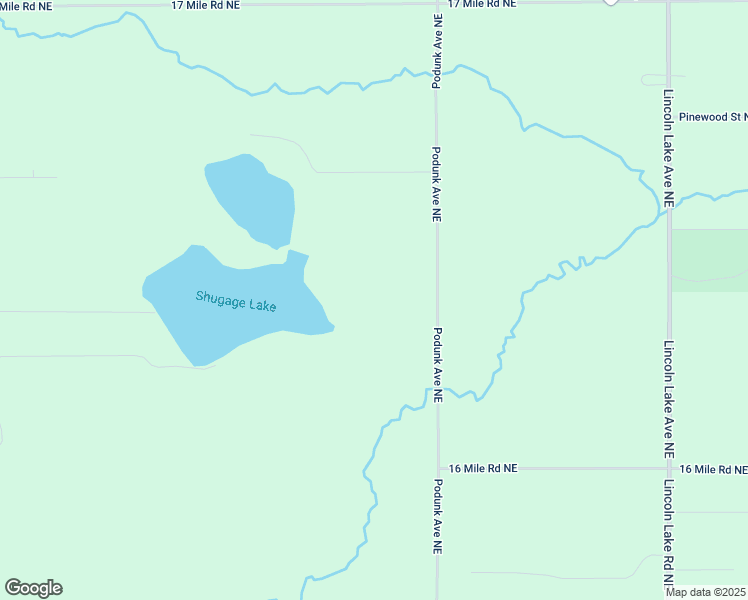 map of restaurants, bars, coffee shops, grocery stores, and more near 13503 Podunk Avenue Northeast in Cedar Springs