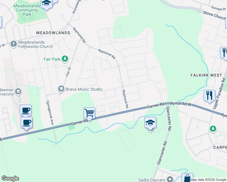 map of restaurants, bars, coffee shops, grocery stores, and more near 4 Beasley Grove in Hamilton