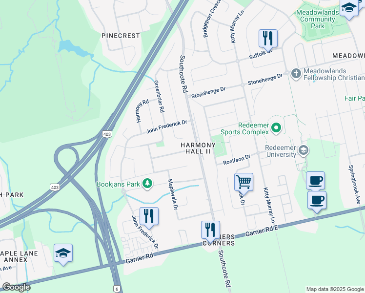 map of restaurants, bars, coffee shops, grocery stores, and more near 344 Lima Court in Hamilton