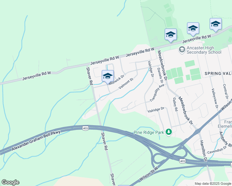 map of restaurants, bars, coffee shops, grocery stores, and more near 156 Valmont Street in Hamilton