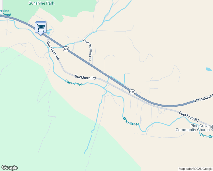 map of restaurants, bars, coffee shops, grocery stores, and more near 757 Buckhorn Road in Roseburg