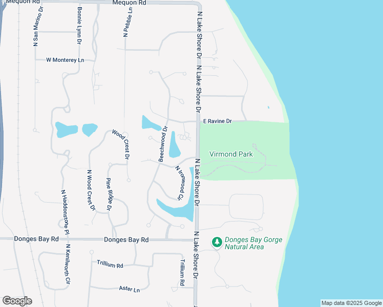 map of restaurants, bars, coffee shops, grocery stores, and more near 220 East Ironwood Lane in Mequon