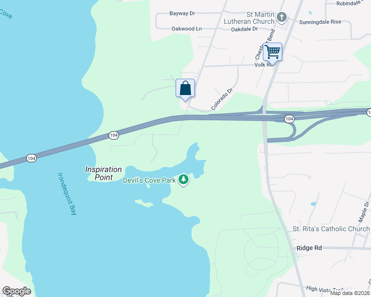 map of restaurants, bars, coffee shops, grocery stores, and more near 249 Inspiration Point Road in Webster