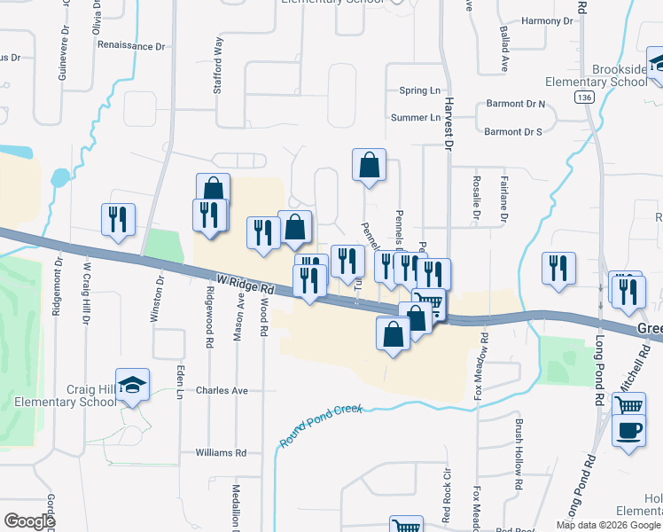 map of restaurants, bars, coffee shops, grocery stores, and more near 51 Laurelhurst Road in Rochester