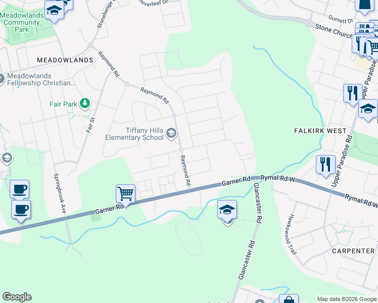 map of restaurants, bars, coffee shops, grocery stores, and more near 288 Raymond Road in Hamilton
