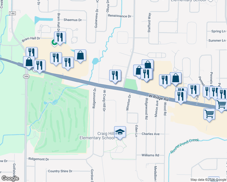 map of restaurants, bars, coffee shops, grocery stores, and more near 3441 West Ridge Road in Rochester
