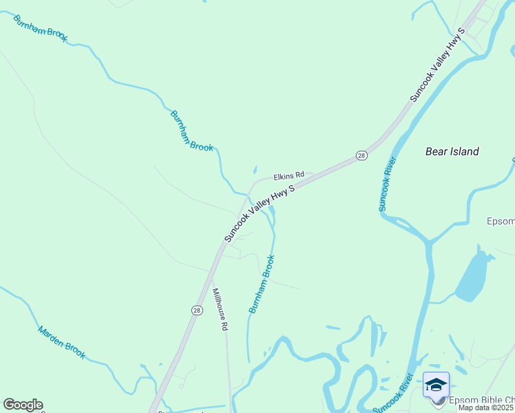 map of restaurants, bars, coffee shops, grocery stores, and more near New Hampshire 28 in Epsom