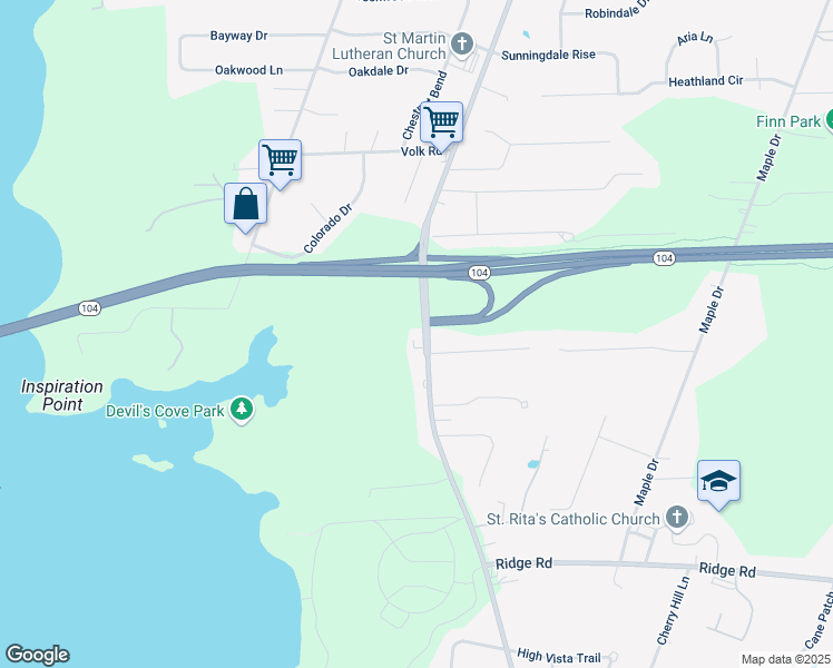 map of restaurants, bars, coffee shops, grocery stores, and more near 933 Bay Road in Webster