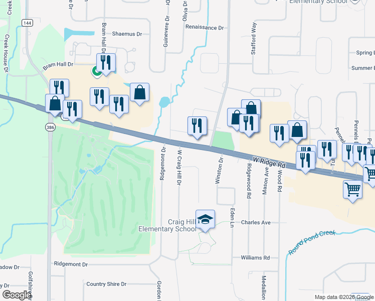 map of restaurants, bars, coffee shops, grocery stores, and more near 3463 West Ridge Road in Rochester