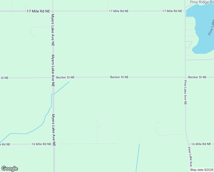map of restaurants, bars, coffee shops, grocery stores, and more near 7528 Becker Street Northeast in Cedar Springs