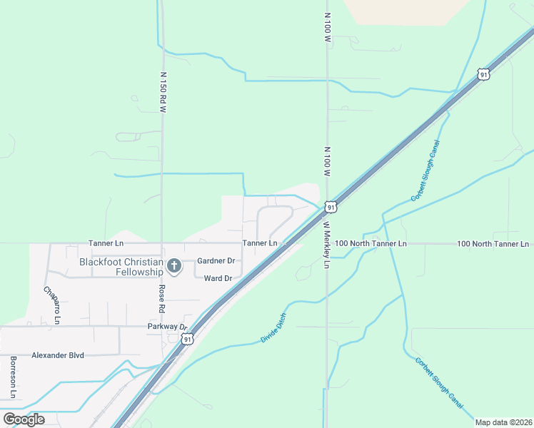 map of restaurants, bars, coffee shops, grocery stores, and more near 2867 Hunters Loop in Blackfoot