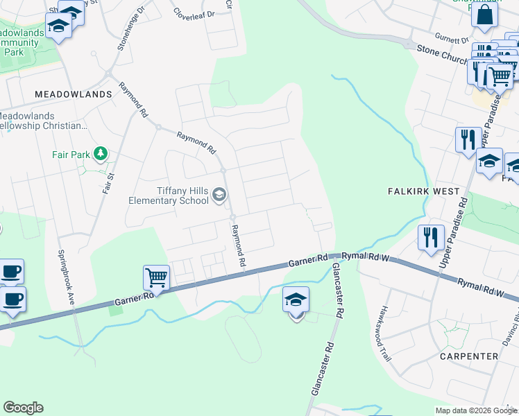 map of restaurants, bars, coffee shops, grocery stores, and more near 31 Callon Drive in Hamilton