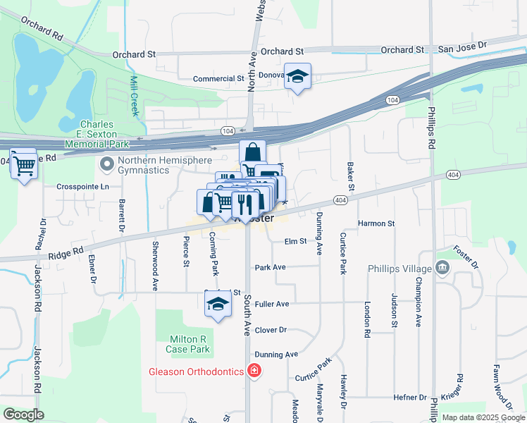map of restaurants, bars, coffee shops, grocery stores, and more near in Webster
