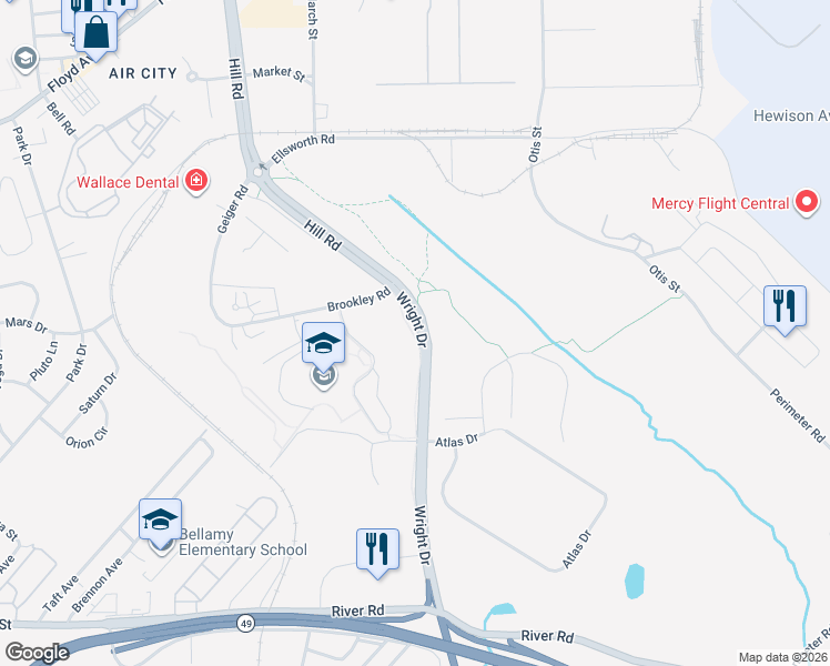 map of restaurants, bars, coffee shops, grocery stores, and more near 7115 Wright Drive in Rome