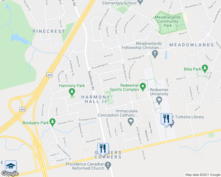 map of restaurants, bars, coffee shops, grocery stores, and more near 28 Holkham Avenue in Hamilton