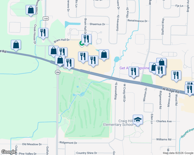 map of restaurants, bars, coffee shops, grocery stores, and more near 3615 West Ridge Road in Rochester