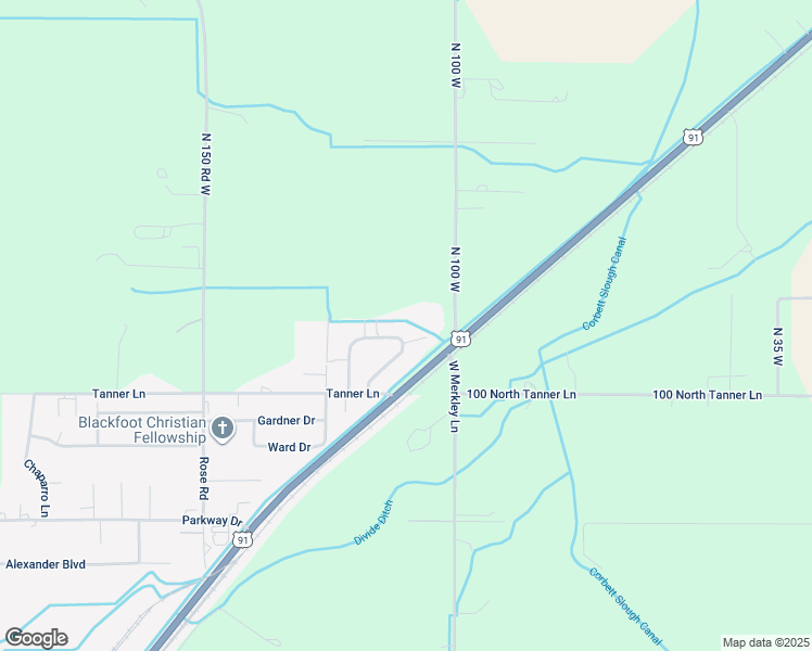 map of restaurants, bars, coffee shops, grocery stores, and more near 2840 Hunters Loop in Blackfoot