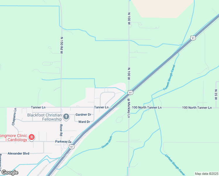 map of restaurants, bars, coffee shops, grocery stores, and more near 2840 Hunters Loop in Blackfoot